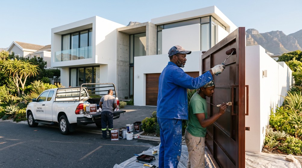 Professional anti-rust coating team applying rust protection to a metal gate in Brackenfell